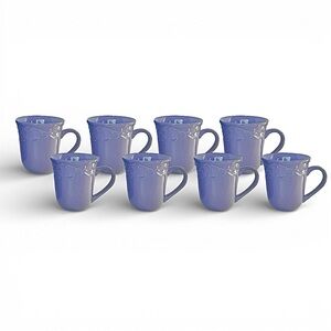 Elama Lilac Fields Stoneware Mug Set of 8